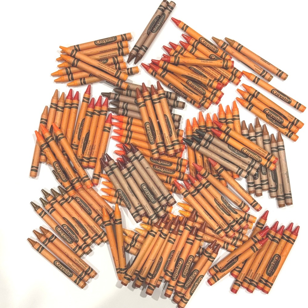 Crayola Bulk Crayon Lot Orange Red Brown Earth Tones Sepia Macaroni Peach Tan